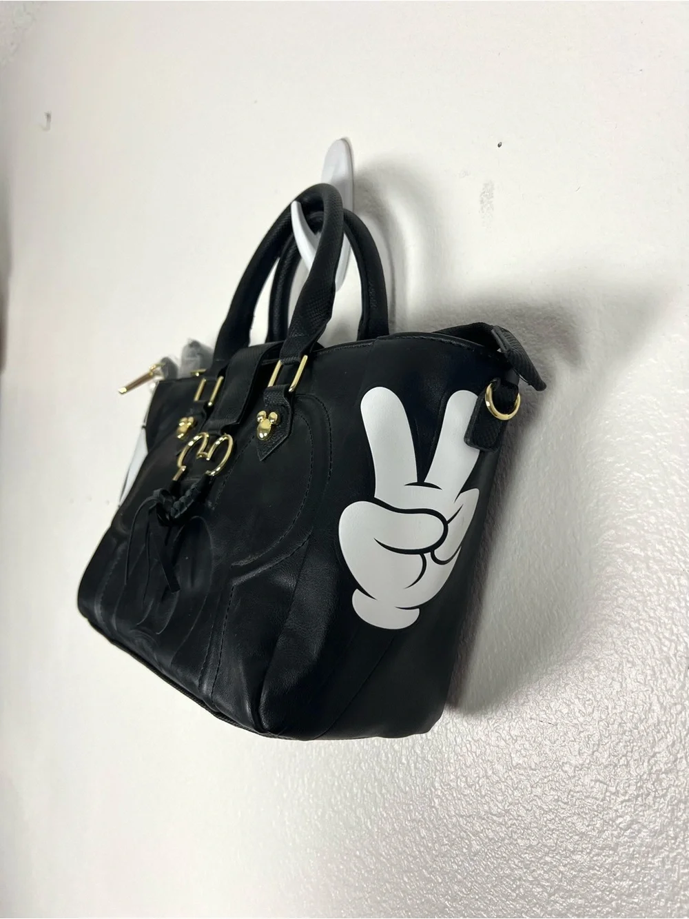 Disney Black Satchel with White Mickey Accent and Gold Hardware